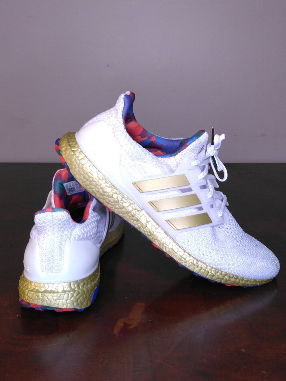 ADIDAS Ultraboost 5.0 DNA Shoes Mens SIZE 15 White GOLD Multicolor ART H06331